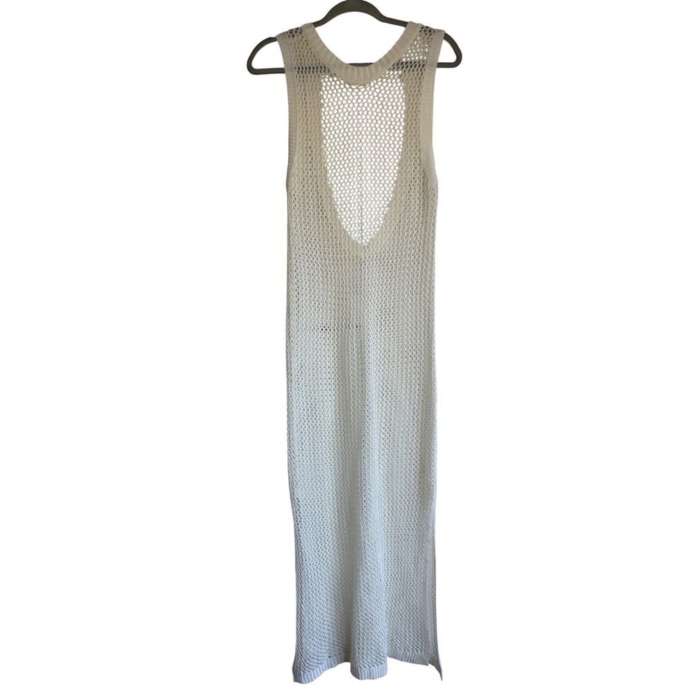 Open Back Crochet Maxi Dress Womens S Ivory Boho Sleeveless Beachwear Resort